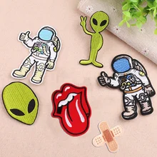 

large Embroidered patch patches for Clothing Ironing on Jeans Stickers bikers DIY Motif Badges UFO Astronaut Planet Alien patch