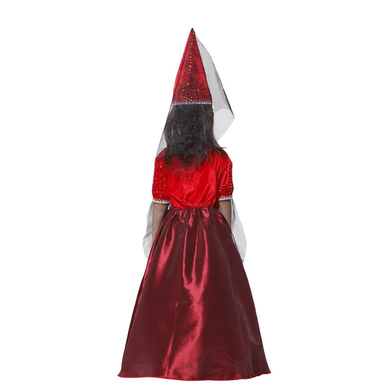 Прямая с фабрики для девочек красная Готическая средневековая принцесса Ренессанс Джульетта Детский сценический костюм на Хэллоуин