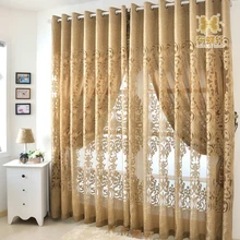 Window Panel Curtains Tulle Living Room Luxury European Fabric Drapes Embroidered Flower Blinds Elegant Jacquard Drape Curtain