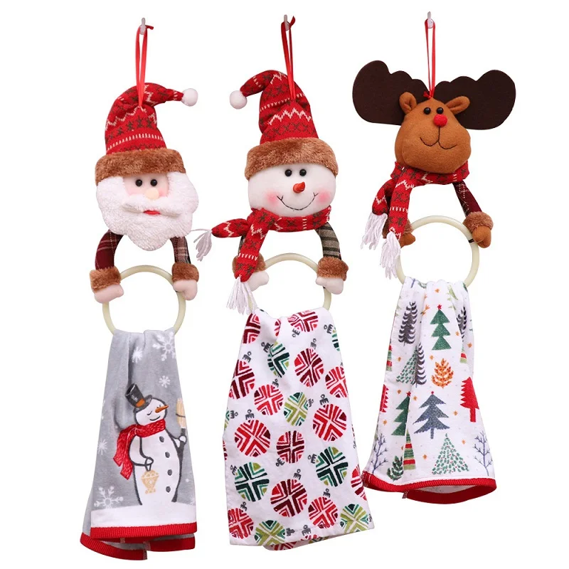 

2018 New Christmas Clothes Napkin Circle Home Pendant Towel Ring NewYear Christmas DIY Decorations For Home Gift