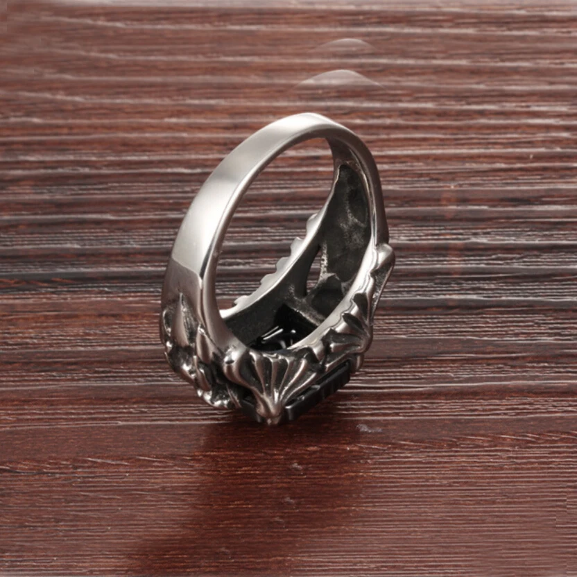 Мужские кольца из нержавеющей стали прямоугольные черные стеклянные хрустальные кольца для мужчин модные ювелирные изделия, лучший друг подарок
