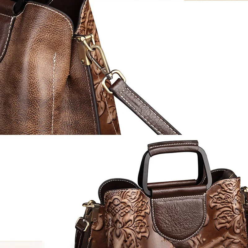 AETOO Leather women's bag, retro lady handbag, fashion crossbody bag, cowhide shoulder casual wipe color leather bag