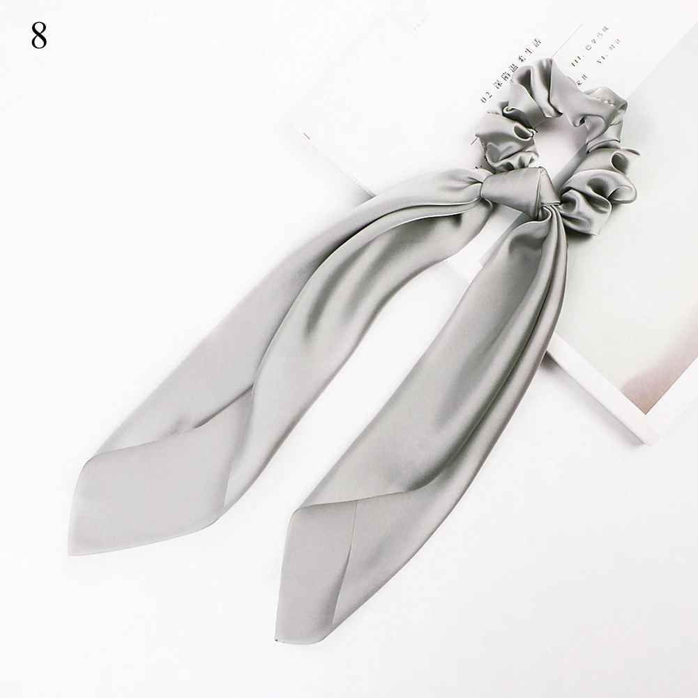 8 Ponytail scrunchie hair ties Scarf Elastic Hair Rope for Women Hair Bow Ties Scrunchies Hair Bands Flower Print Ribbon Hairbands - Цвет: 8