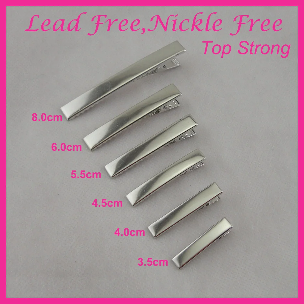 100pcs silver finish 2.0cm rectangle plain metal alligator clip with small teeth