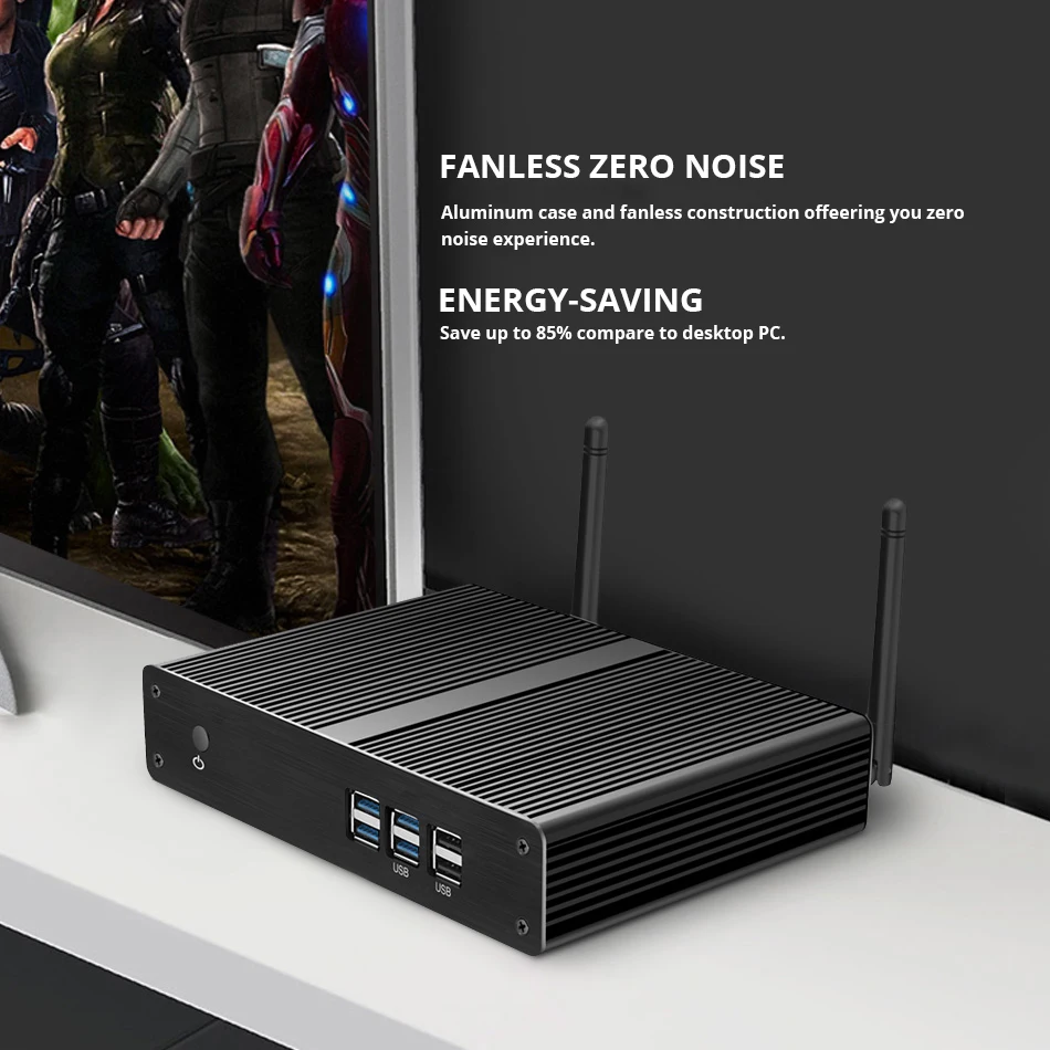 XCY Intel Core i3 7100U i5 7200U Mini PC Windows 10 Linux HTPC HDMI VGA 6xUSB WiFi Nettop Compact D