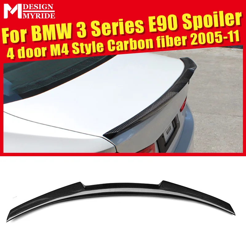

3-Series E90 Sedan M4 Style Carbon Fbier Trunk Spoiler Wing For BMW 318i 320i 323i 325i 328i 335i Add on Look Rear Wings 2005-11
