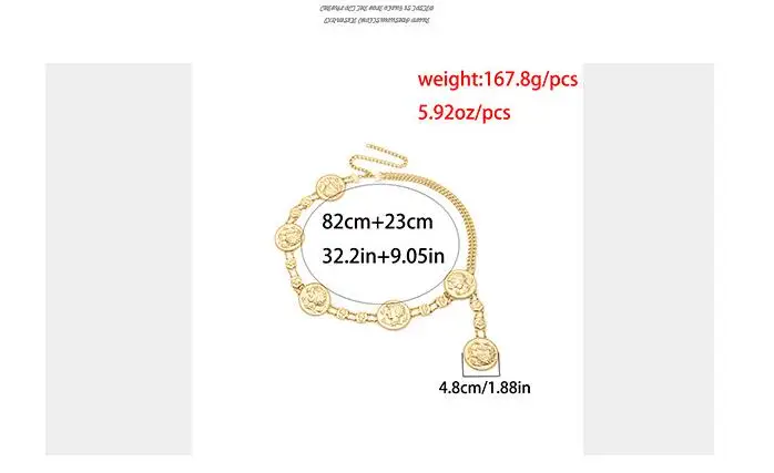 Fashion Catwalk decorative wild skirt metal girdle chain belt for women Golden coin dolphins portrait metal waist belts