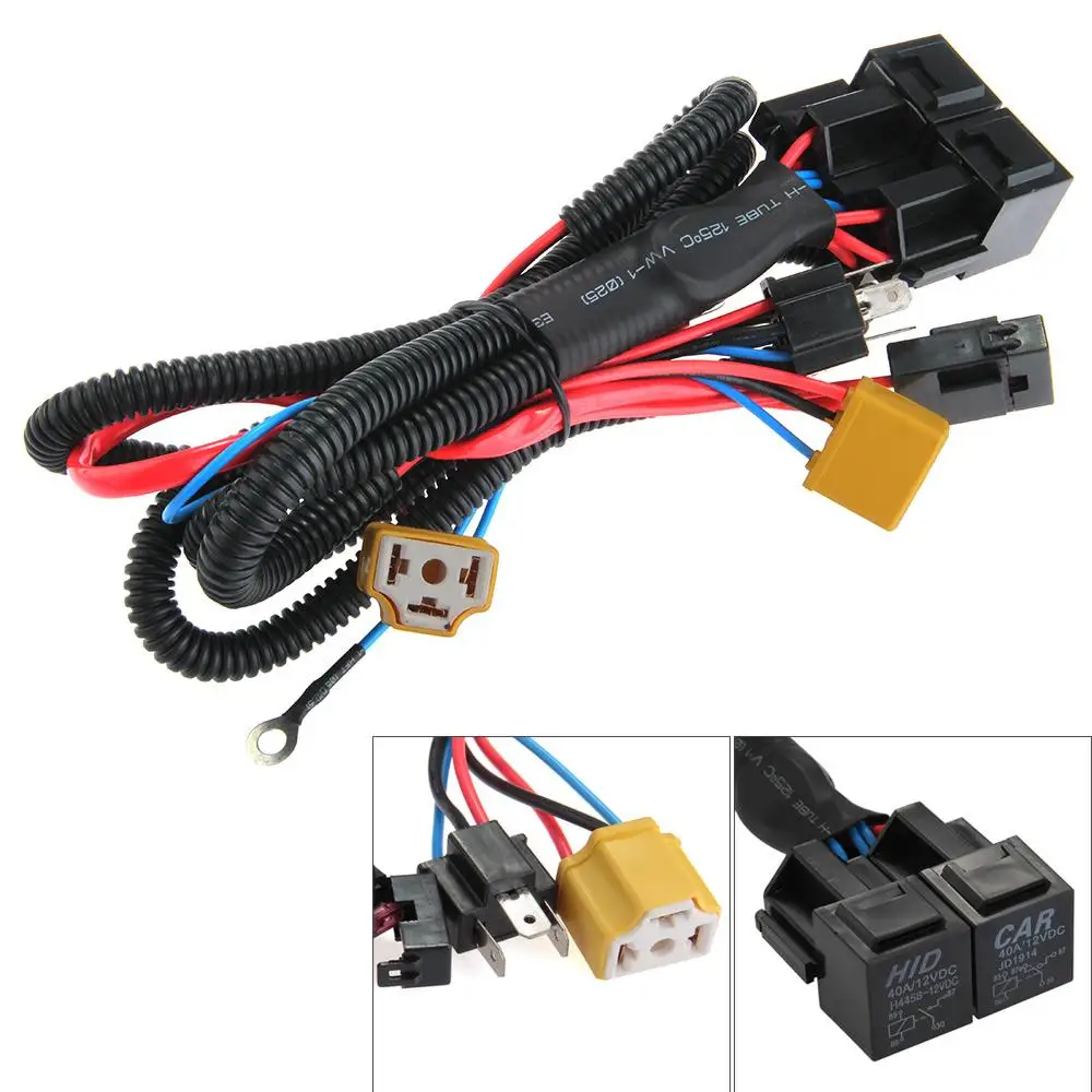 H4/9003 Ceramic Fused Relay Wiring Harness Headlight Bulb Booster