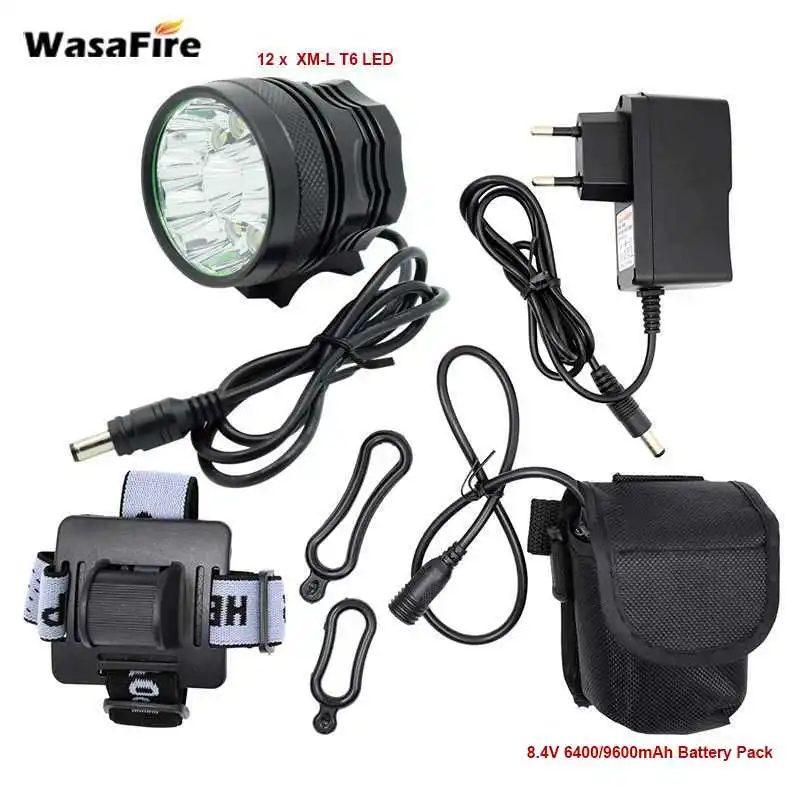 Top 20000lm Bike Light Waterproof Headlamp 12* XML T6 LED Bicycle Light Cycling Headlamp Bike Accessories+ 9600mah Battery Pack 10