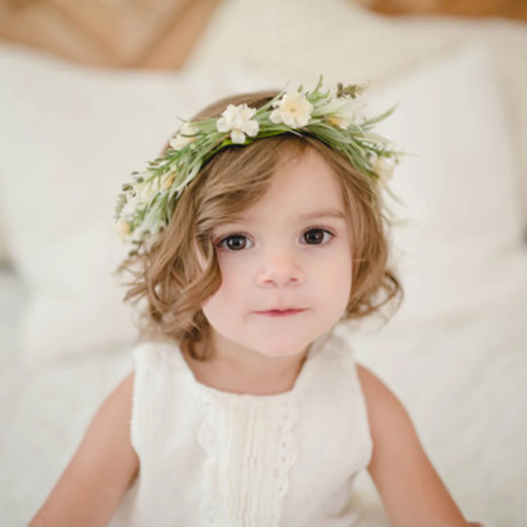 Newborn Infant Baby Girls Toddler Kid Children Flower Garland Headband Headwear for Beach Party Wedding Accessories Photo Prop