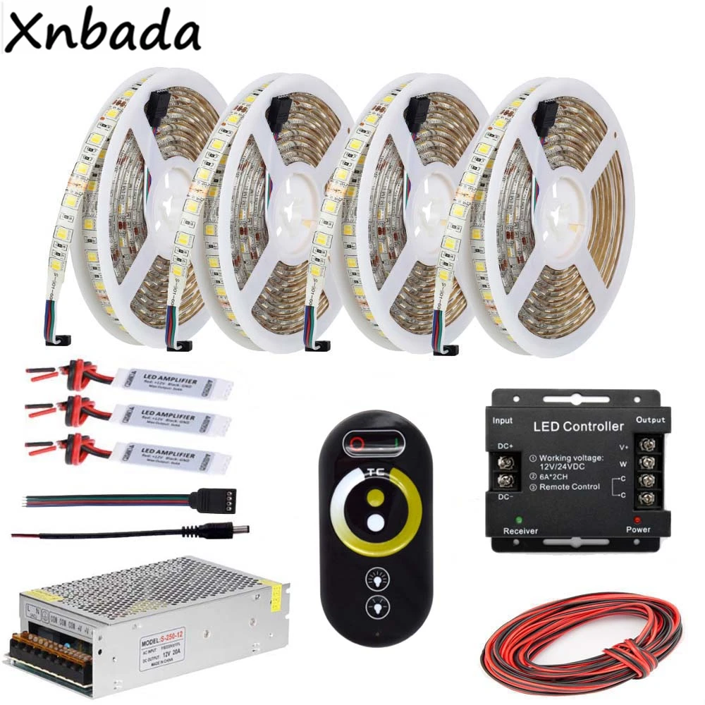 5 ~ 20 м SMD5050 светодиодные полосы Цвет Temprature гибкий свет, дистанционного РФ CCT светодиодный контроллер Питание комплект