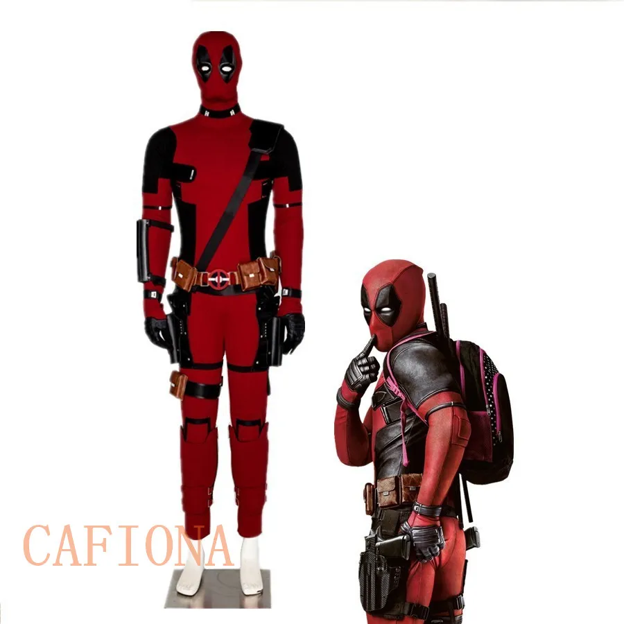 Cafiona nieuwe Deadpool 2 cosplay kostuum super hero jumpsuits masker set voor man Kerst kleding Cafiona nieuwe Deadpool 2 cosplay kostuum super hero jumpsuits masker set voor man Kerst kleding