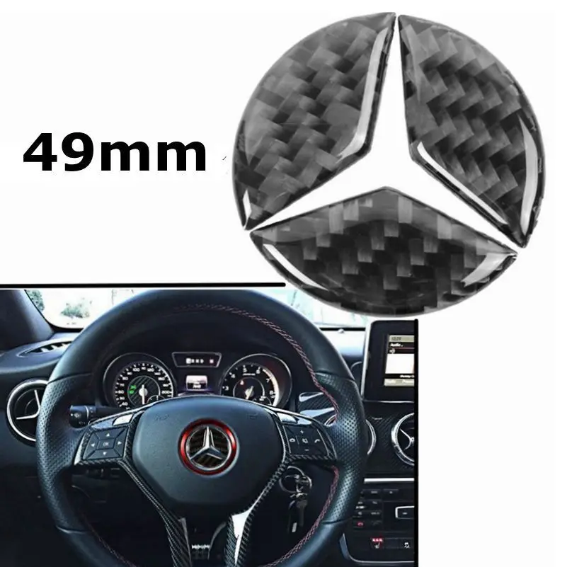 49 мм рулевое колесо центр эмблема, наклейка с логотипом отделка из углеродного волокна для Mercedes Benz