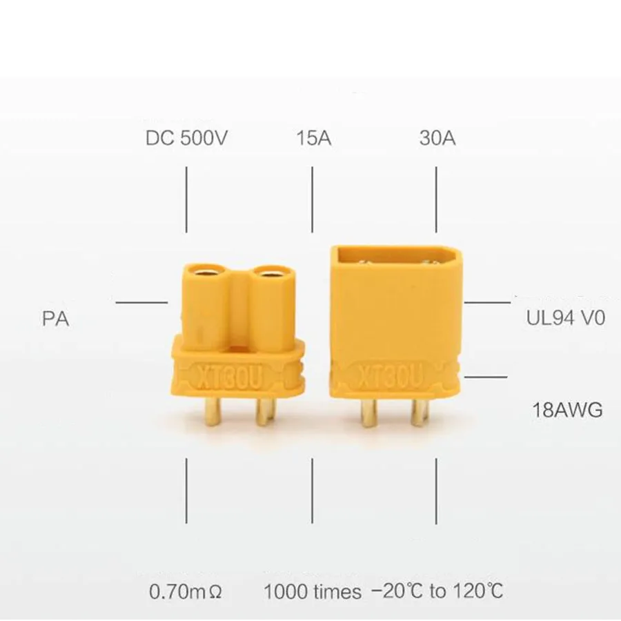 1 пара XT30UPB XT30 UPB 2 мм с мужской и женской вилкой Штепсель для RC lipo батареи скидка 20