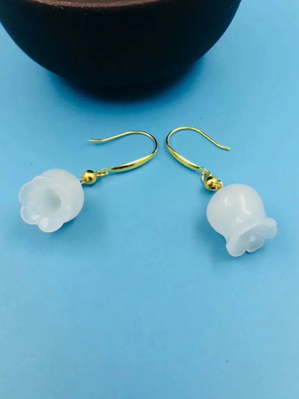 Серьги подвески SHILOVEM из 18 каратного желтого золота настоящая натуральная белая