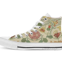 Красивый, Арт Нуво винтажный деревенский гранж Элегантный шик Высокие парусиновые туфли на плоской подошве; повседневная обувь на заказ; Прямая