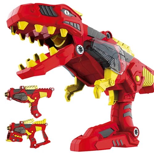 

3 In 1 Transformation Dinosaur DIY Toy Gun Kids Building Assembly Toy With Lifelike Design Colorful Light Realistic Sound Effect