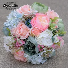 Kyunovia искусственный букет шелковых роз Свадебные цветы кантри букет невесты букеты розы Гортензия Свадебный букет 2 стиля FE44