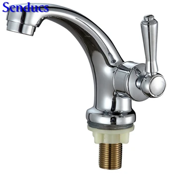 

Free shipping Senducs trading single cold bathroom faucet with Zinc alloy single handle bathroom basin sink mixer taps