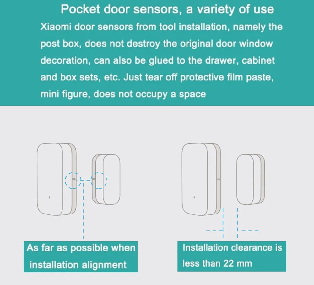 xiaomi, датчик дверного окна, карманный размер, xiaomi, комплекты умного дома, система сигнализации, работает с шлюзом mi jia mi Home app