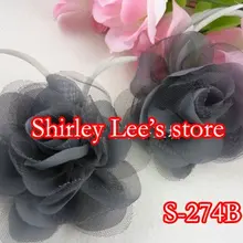 72 х мода 10 см серый брошь роза перо цветок backside есть pin(S-274B), корсаж* по EMS