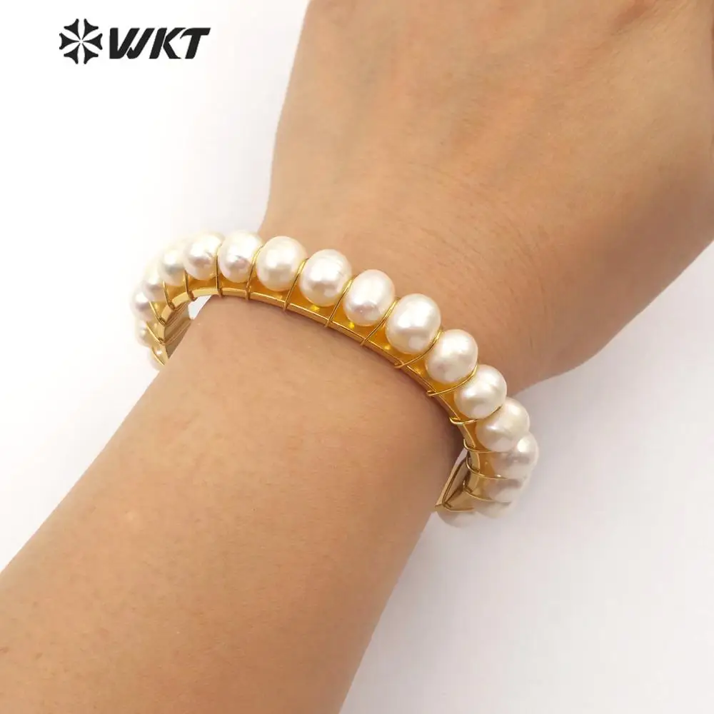 WT-B474 WKT New Arrivals Natural Pearl Handmade Bracelet With Metal Dipped Women Fashion Bracelet Jewelry