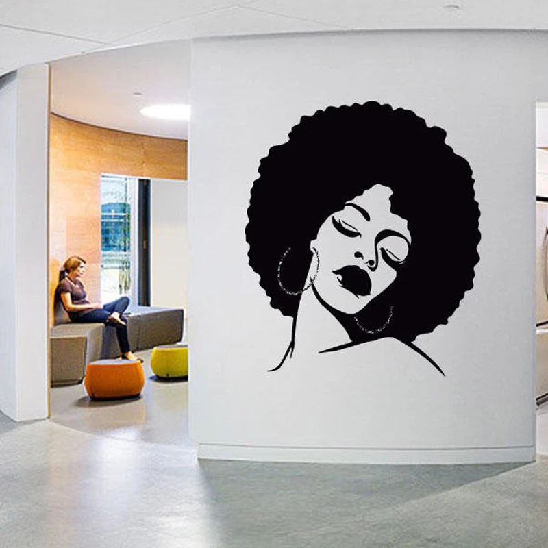 Large Wall Decal Sticker Art Removable Vinyl Transfer Afro Hair Woman Pop Art