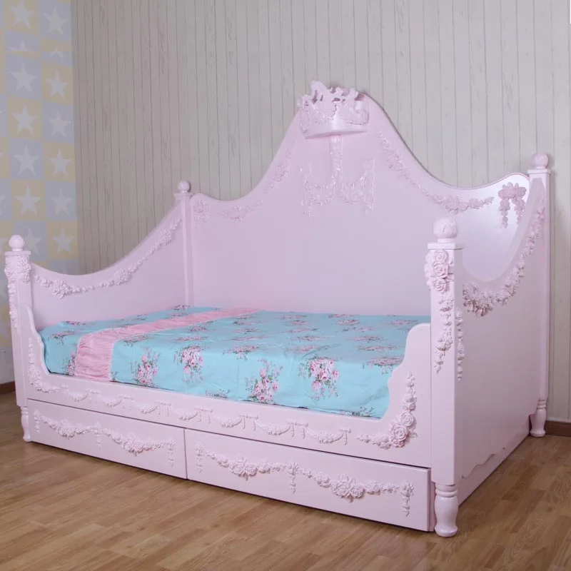 الأوروبية المتوسطية نمط منحوتة الخشب مخصص الأثاث السرير فتاة الأطفال
