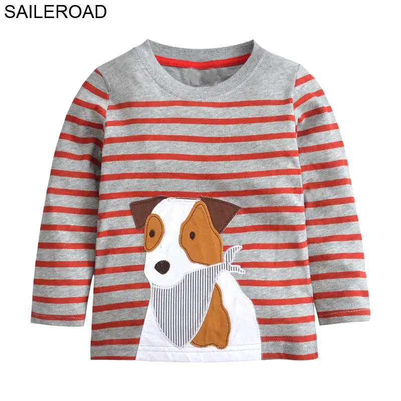 SAILEROAD/футболки с длинными рукавами для мальчиков с принтом «собака-драйв» новая весенняя детская одежда хлопковые топы для маленьких детей - Цвет: 5326 same picture