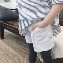 Новое поступление; летняя одежда для девочек; хлопковые однотонные детские шорты белого цвета с вышивкой