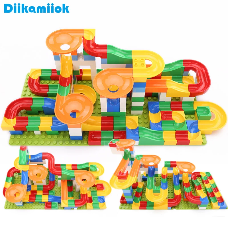 

54-176pcs Big Size Building Blocks Brick Plastic Funnel Slide Ball Race Run Maze Game Assembly Intellectual Toys for Children