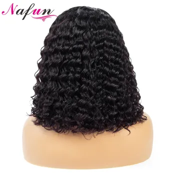 

Nafun 13x4 Short Bob Lace Front Human Hair Wigs Malaysian Remy Hair For Women Deep Wave Bob Wigs Lace Frontal Wigs 150% Density