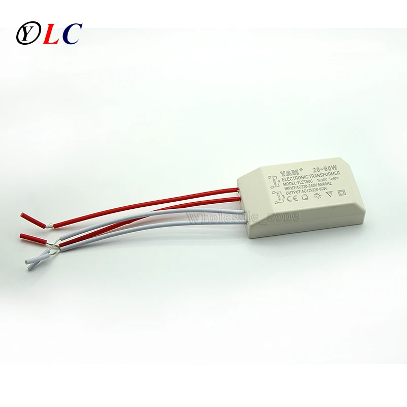 

NEW 20W - 60W AC 220V -240V to 12V Electronic G4 LED Transformer Supply Driver Adapter for Halogen LED Lamp Power