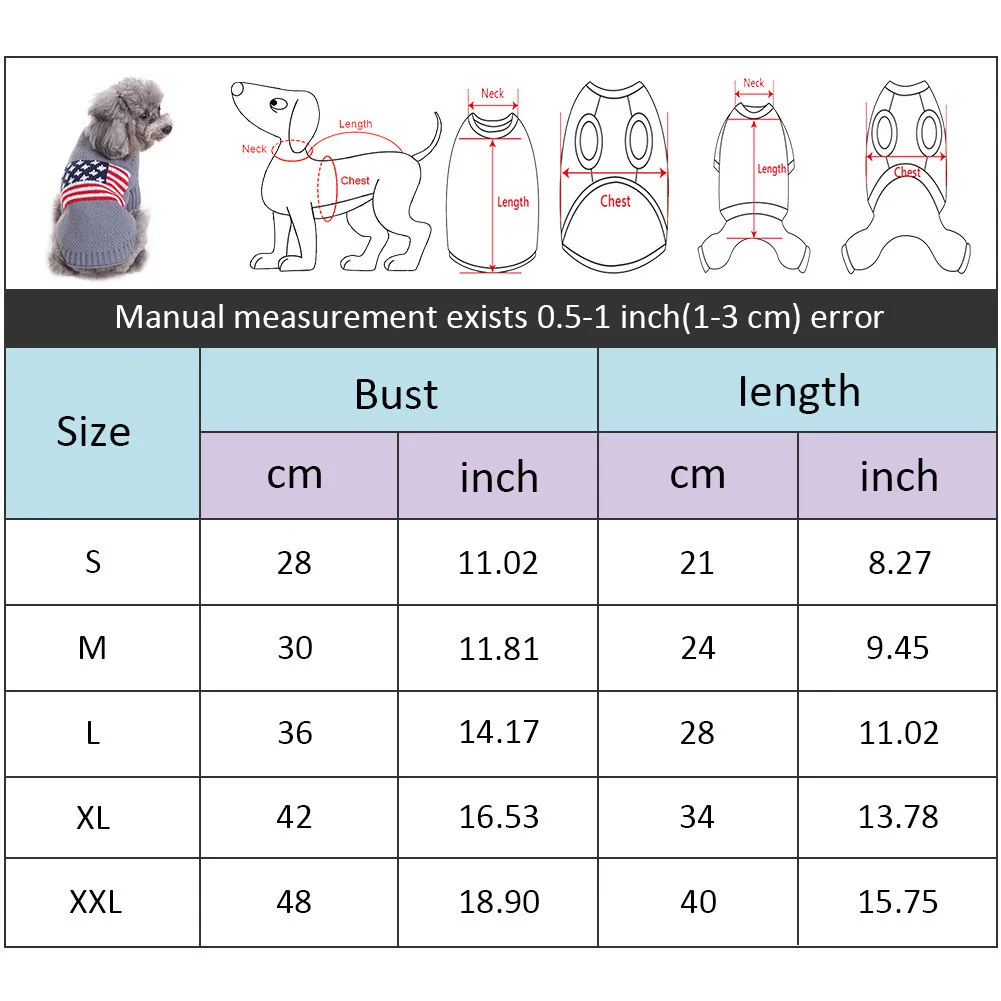 Американский флаг шаблон свитер для собаки Мода Собака зима теплая верхняя одежда для питомца комбинезоны плюшевая одежда брюки одежда