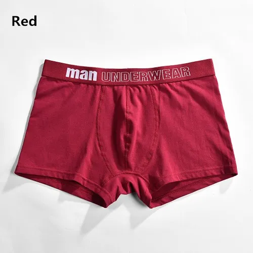 Мужские хлопковые боксеры, удобное мягкое Мужское нижнее белье, однотонные шорты, трусы, Мужские дышащие трусы, нижнее белье для мужчин - Цвет: Red