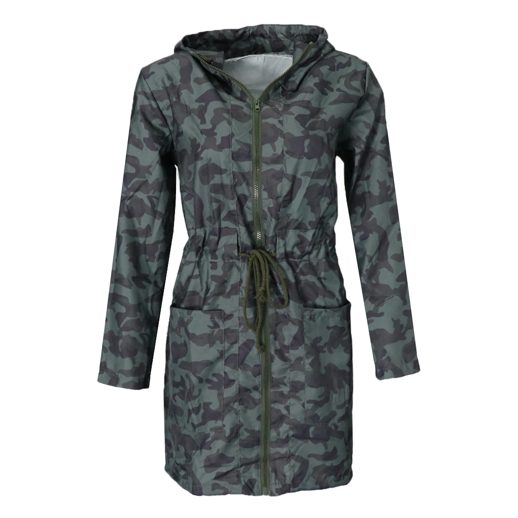 Осенняя одежда, женские толстовки с камуфляжным принтом, свитшоты с длинным рукавом и принтом, куртка с капюшоном, пальто на молнии, пальто, верхняя одежда - Цвет: S