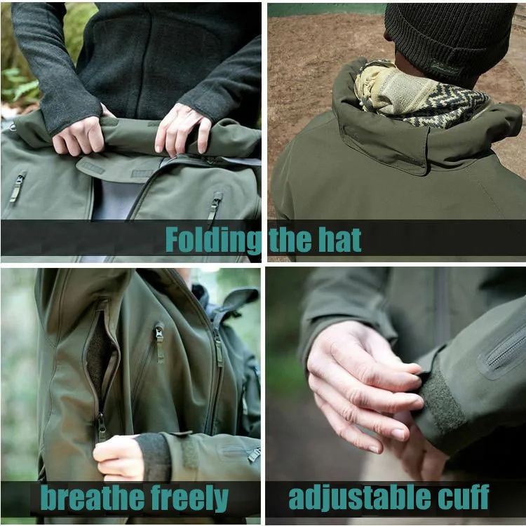 TAD Soft Shell Sharkskin Men Fleece Jacket Camouflage Clothes Hunting Jacket or Pants Outdoor Hiking Camping Windbreaker
