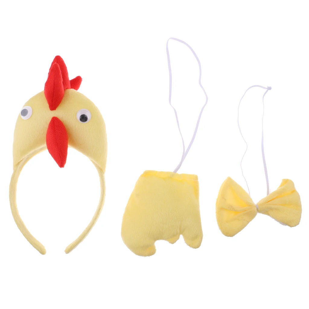 3pcs/set Unisex Kids Little Chick Headband Tail Bow Tie Costume Accessory Fancy Dress Boys Girls Cosplay Props