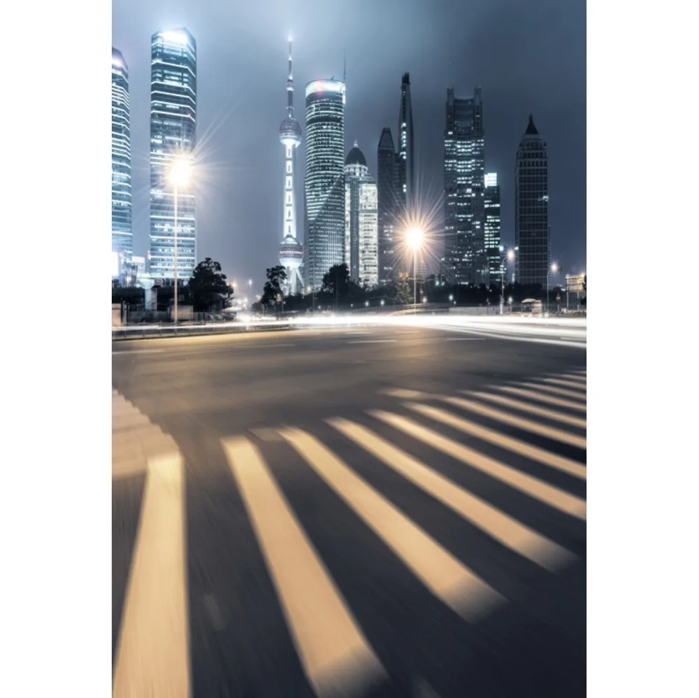 

Laeacco City Night Light Tall Building Crossing Scene Photography Backgrounds Customized Photographic Backdrops For Photo Studio