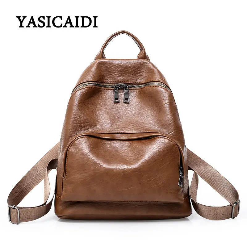 Fashion Leather Women Backpack Female Black Backpacks Women Bag Mochila Student Backpack Korean Style Solid Rucksack For Girls