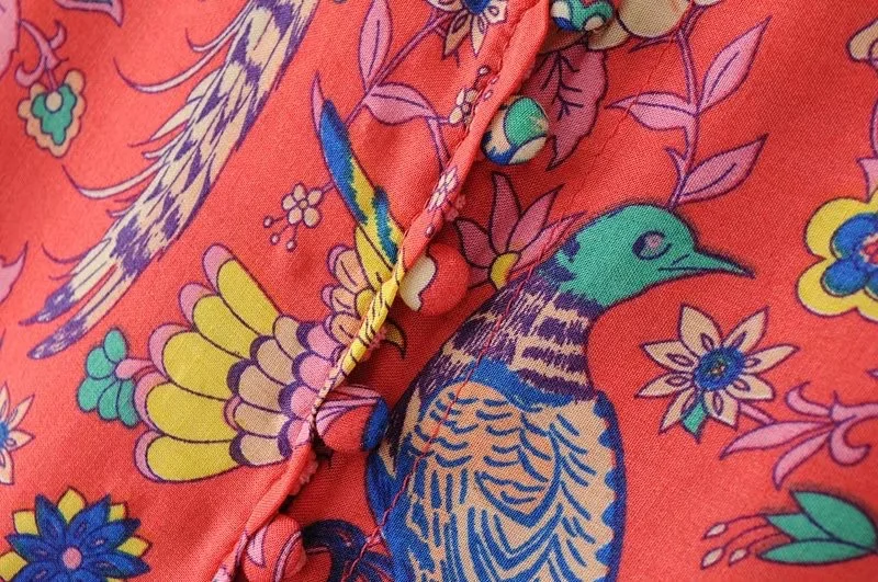 VOGUE! N Новая женская винтажная юбка макси с цветочным принтом павлина, эластичной талией и пуговицами