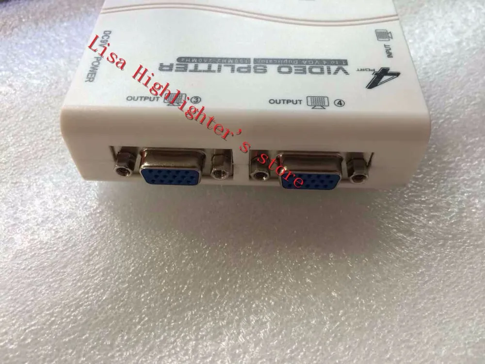 Белый с 1 по 4 порты 4 Way VGA Video Splitter Дубликатор 250 мГц разделения экрана устройства cascadedable Сапоги и ботинки для девочек видеосигналов до 65 м