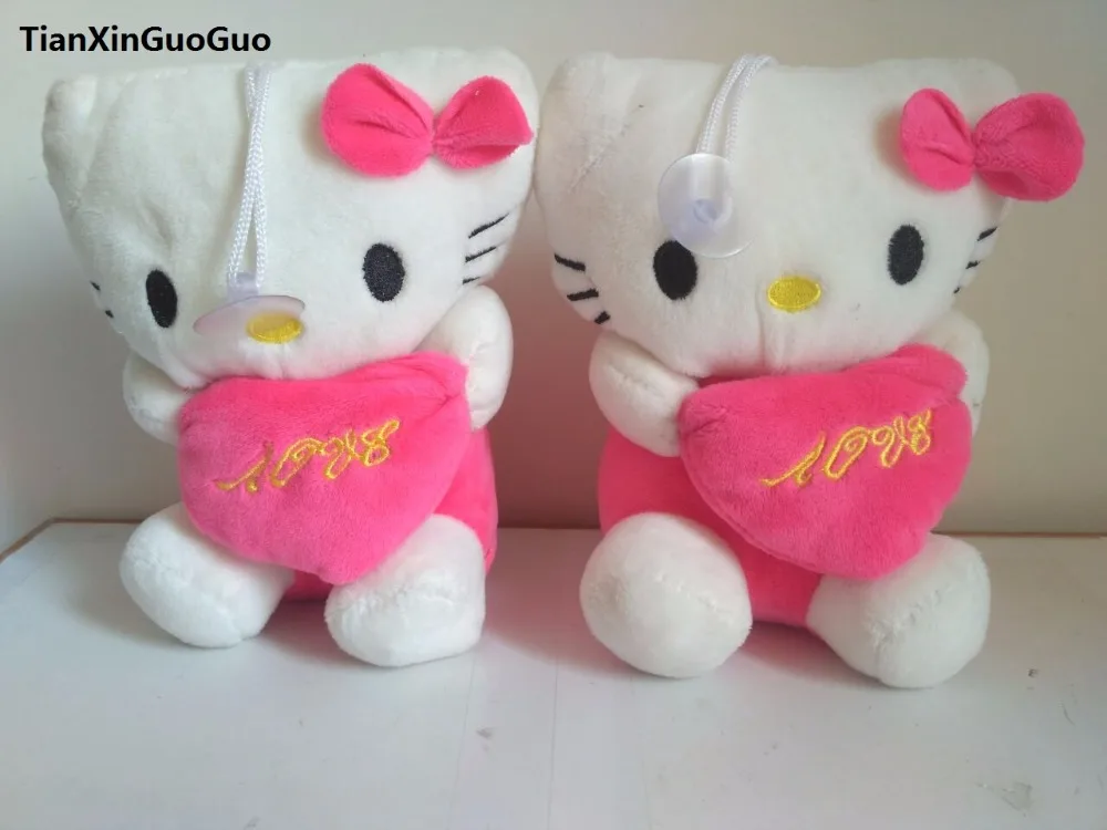 Мультфильм ярко-розовый цвет сердце любовь Kitty Cat Мягкие плюшевые игрушки один лот/2 шт. около 18 см кошки куклы детские игрушка подарок на