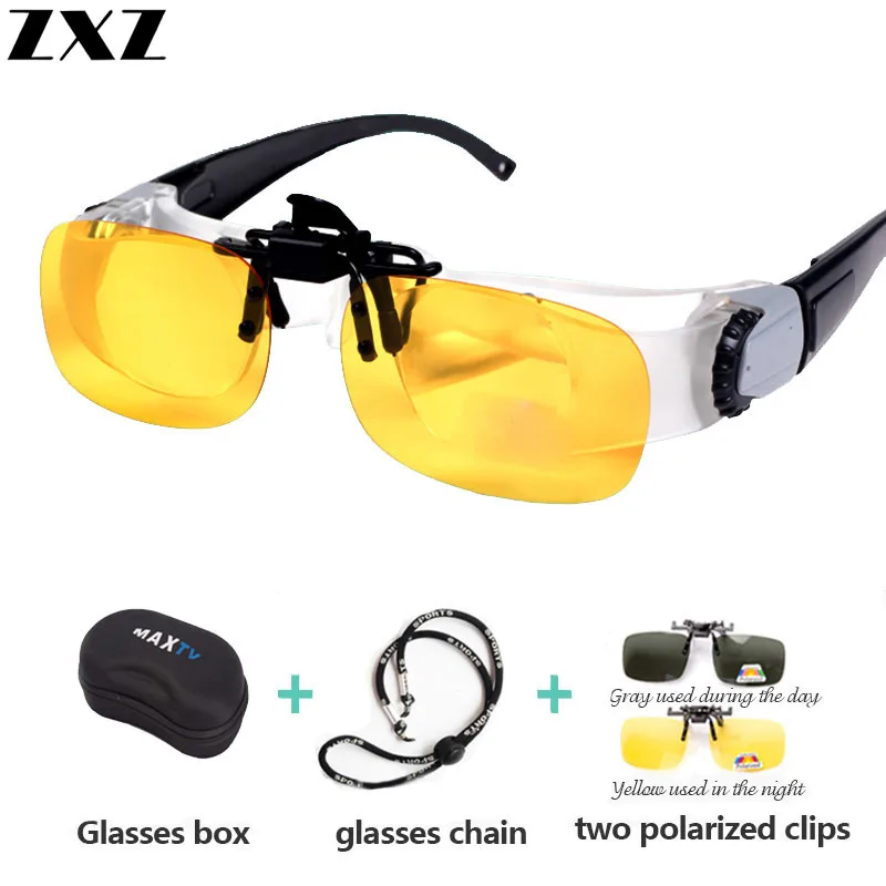 

Magnifier Nearsighted Fishing Polarized Glasses Outdoor Myopia Binoculars Telescope Sport Reading Eyeglass Clip on Sunglasses T4