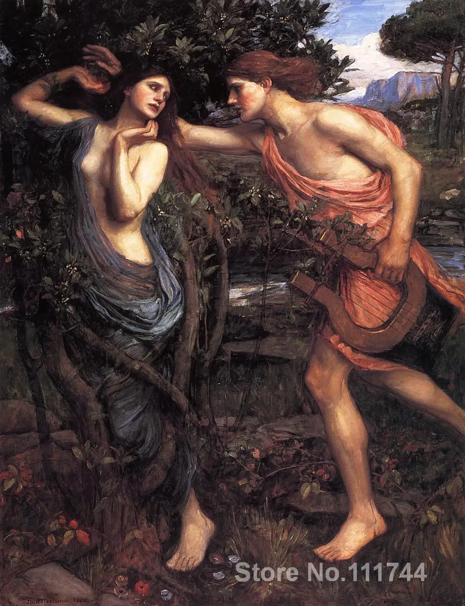 Портретное искусство Apollo и Daphne Джон Вильям Waterhouse картины Домашний декор высокое