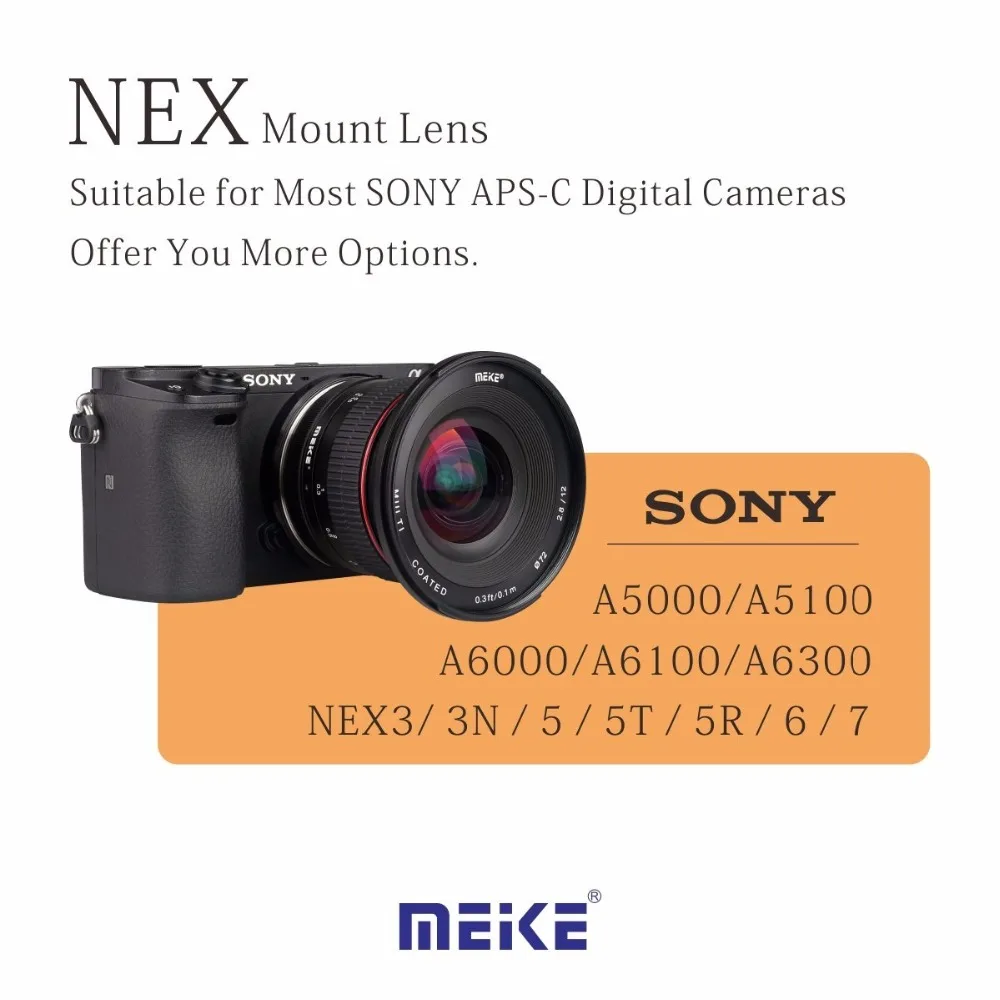 Meike 12mm f/2,8-E-Mount DSLR камер для sony NEX-3 NEX-5 NEX-C3 NEX-5N NEX-7 NEX-F3 NEX-5R NEX-6 NEX-3N NEX-5T A3000 A7 A7R A5000 A6000