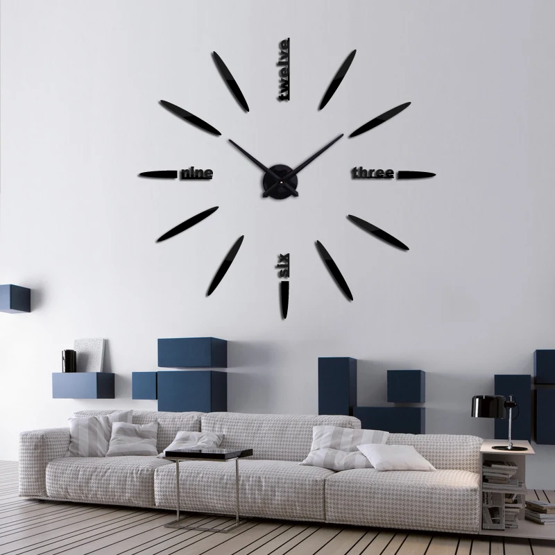 Новые модные 3d настенные часы reloj de pared кварцевые часы короткие diy часы гостиная большие наклейки декоративные horloge murale
