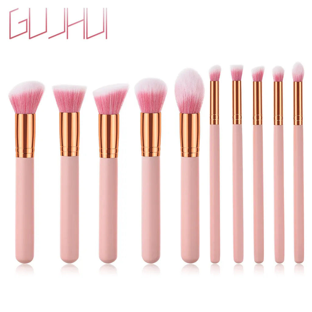 GUJHUI 10OPCS makeup brushes professional Foundation Eyebrow Eyeshadow Brush cosmetic blending pinceis de maquiagem | Красота и