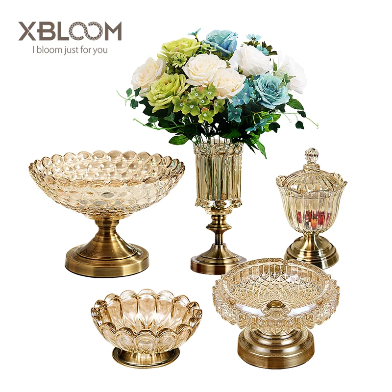 Glass Home Decoration Accessories Crystal Fruit Vases Glass Fruit