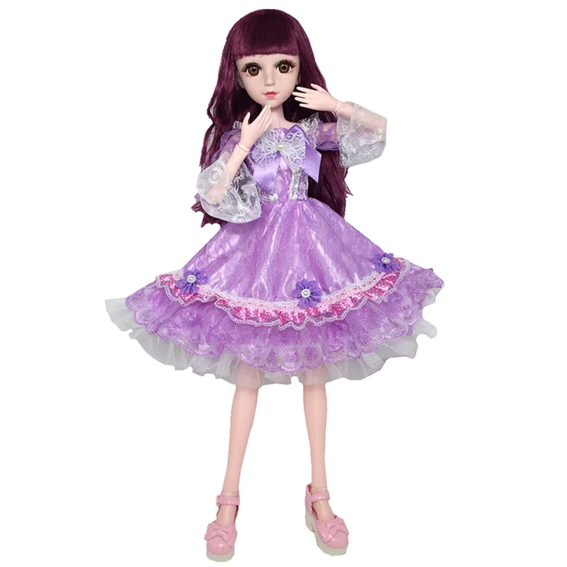 1/3 60 см BJD куклы с одеждой платье принцессы платье 21 подвижные шарнирные куклы игрушки Аксессуары для кукольная юбка Игрушки для девочек - Цвет: Фиолетовый